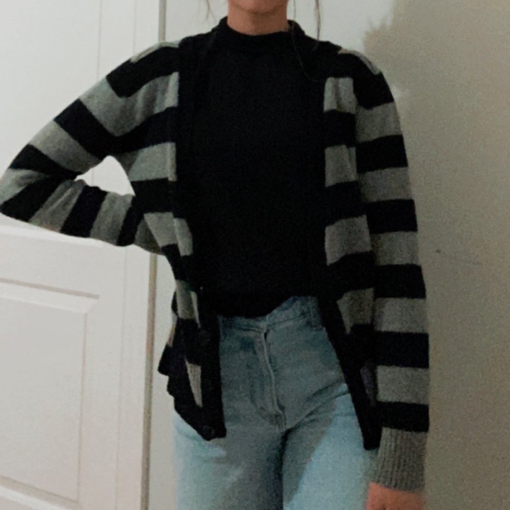 Black and grey striped cardigan